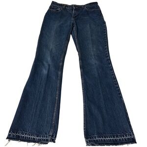 Vintage Jordache Bell Bottom Frayed Hem Jeans Dark Wash Denim 90's